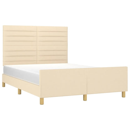 Bed frame with headboard cream 140x200 cm fabric