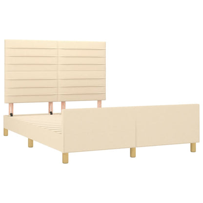 Bed frame with headboard cream 140x200 cm fabric