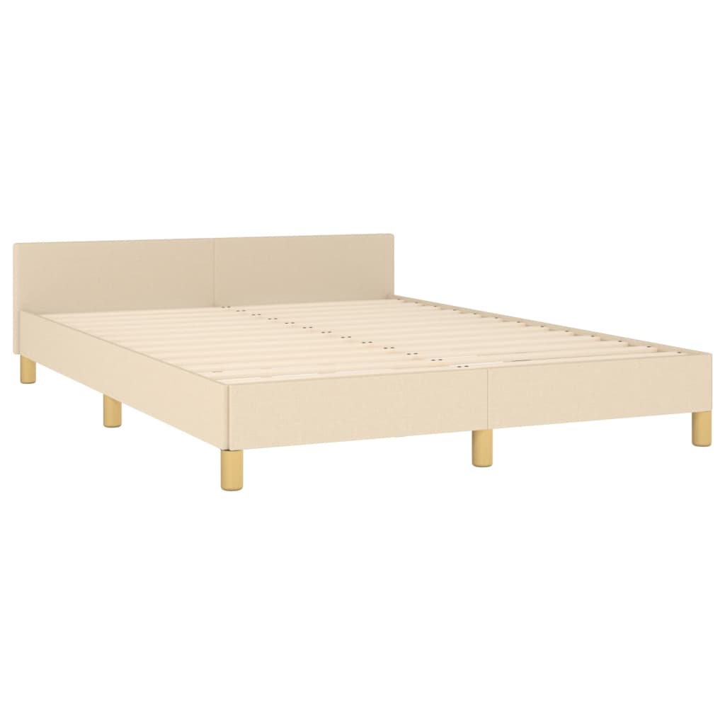 Bed frame with headboard cream 140x200 cm fabric