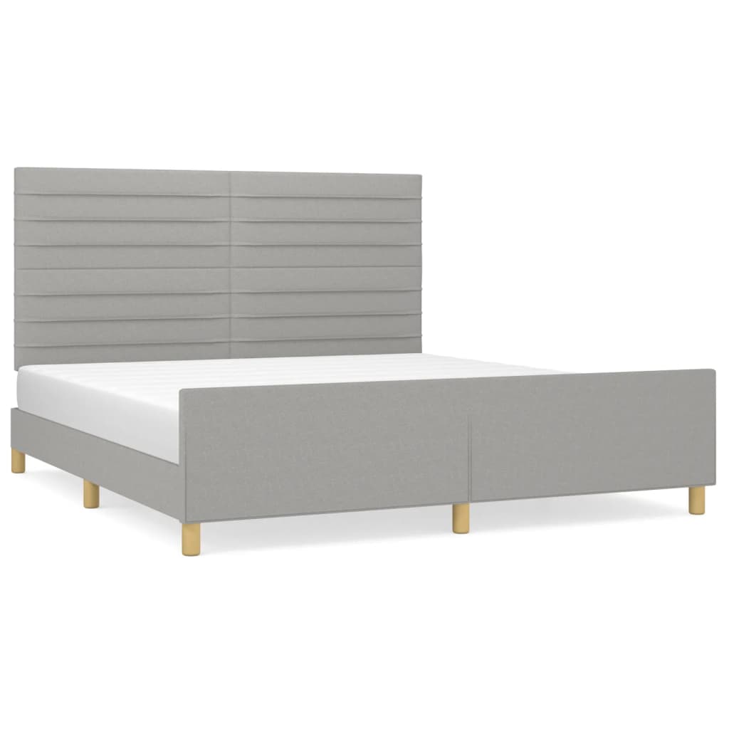 Bed frame with headboard light grey 160x200 cm fabric