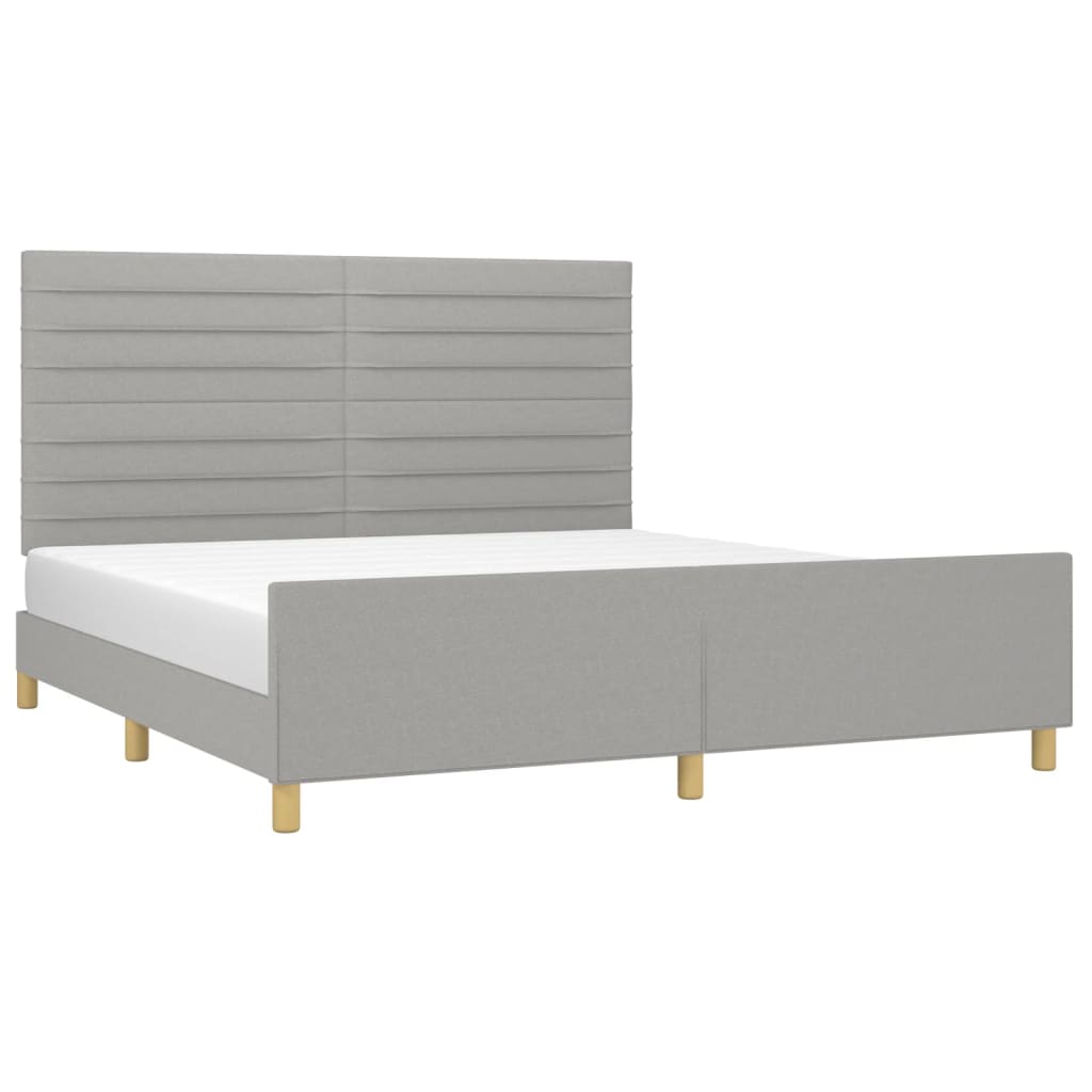 Bed frame with headboard light grey 160x200 cm fabric