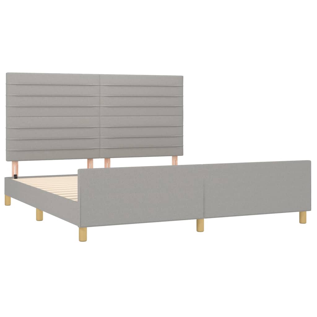 Bed frame with headboard light grey 160x200 cm fabric