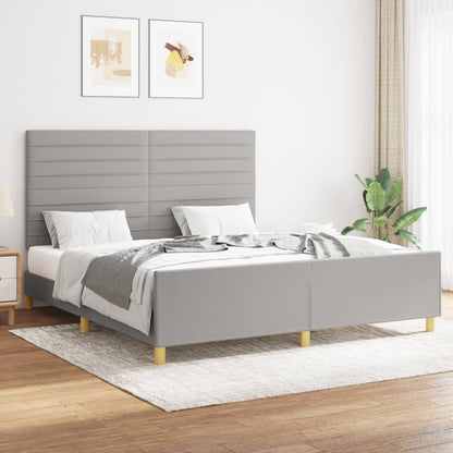 Bed frame with headboard light grey 160x200 cm fabric