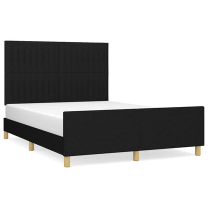 Bed frame with headboard black 140x200 cm fabric