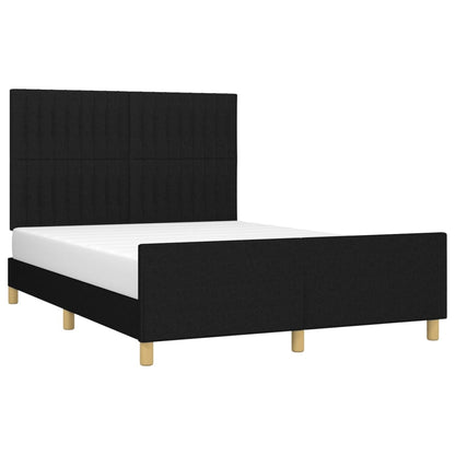 Bed frame with headboard black 140x200 cm fabric