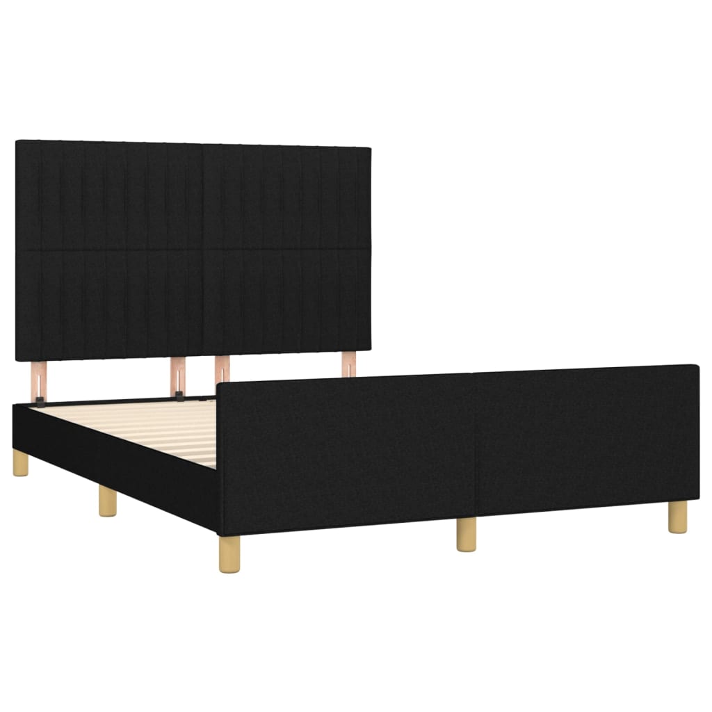 Bed frame with headboard black 140x200 cm fabric