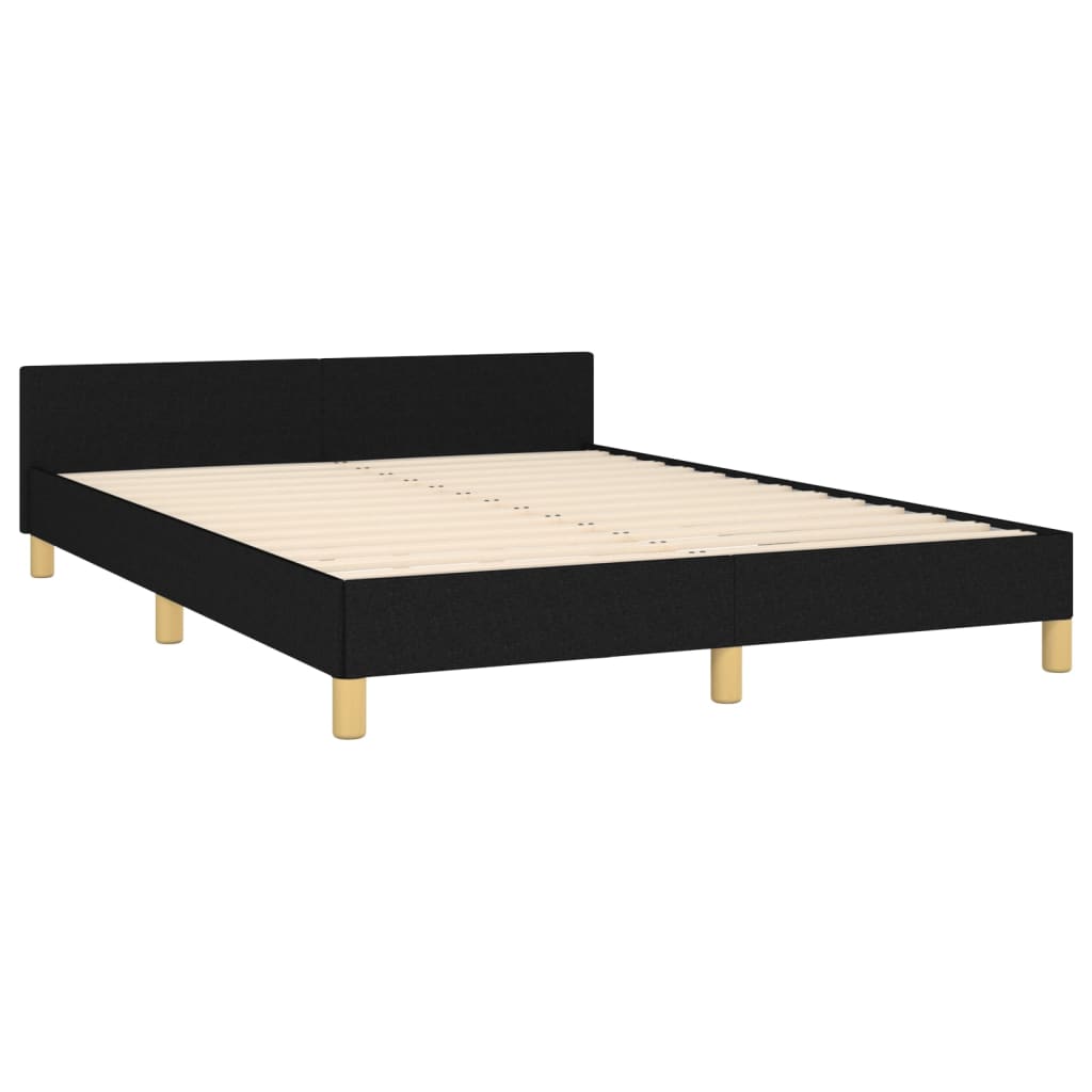 Bed frame with headboard black 140x200 cm fabric