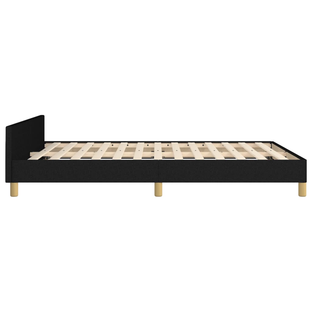 Bed frame with headboard black 140x200 cm fabric