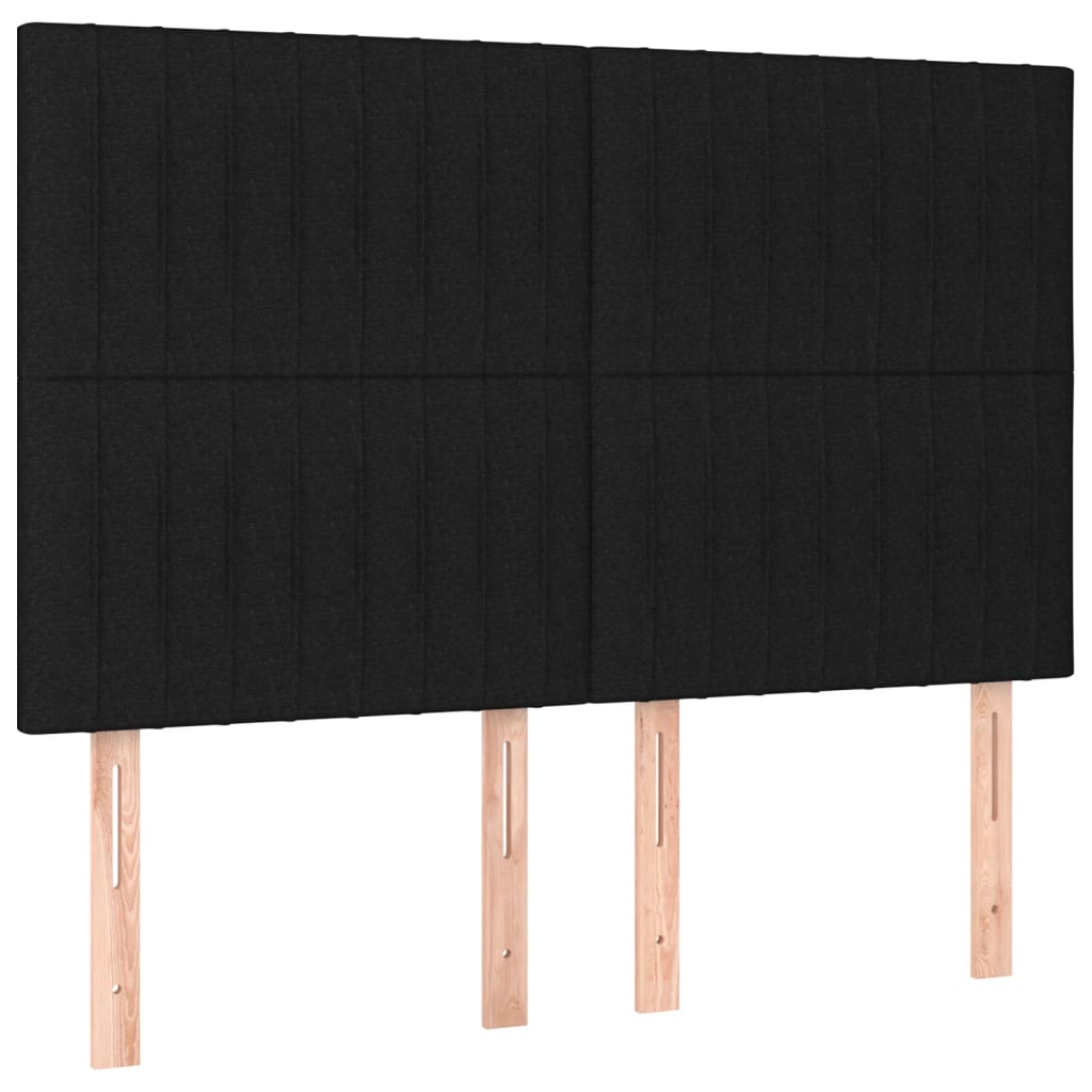 Bed frame with headboard black 140x200 cm fabric