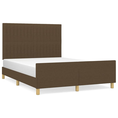 Bed frame with headboard dark brown 140x200 cm fabric