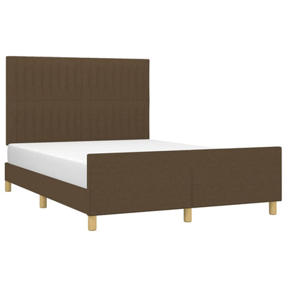 Bed frame with headboard dark brown 140x200 cm fabric