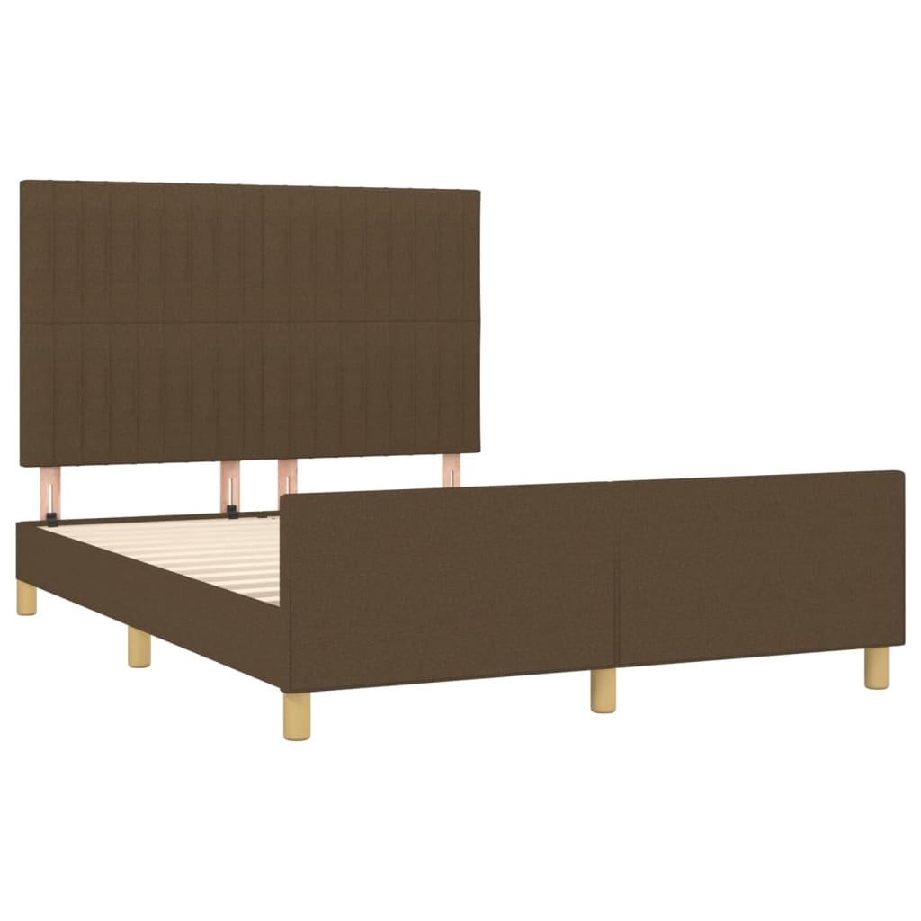 Bed frame with headboard dark brown 140x200 cm fabric