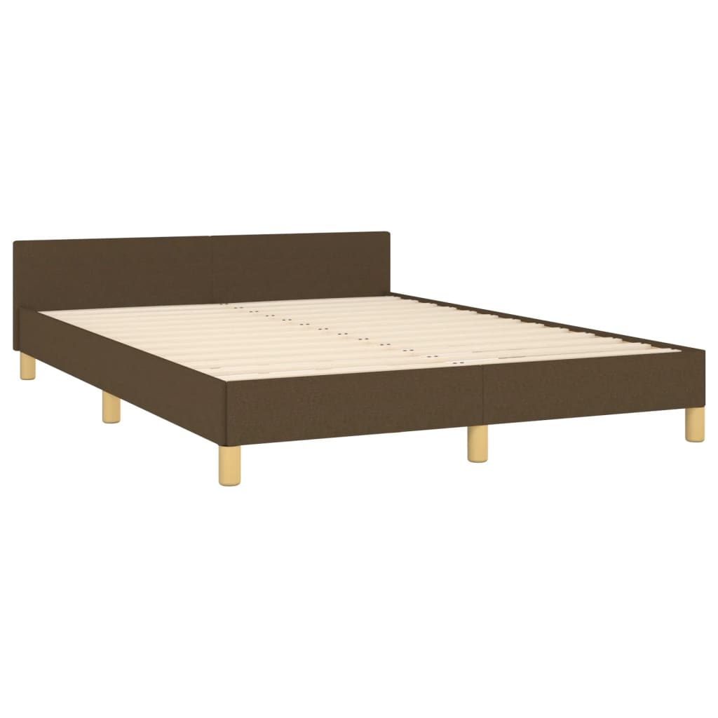 Bed frame with headboard dark brown 140x200 cm fabric