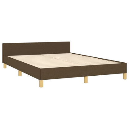 Bed frame with headboard dark brown 140x200 cm fabric