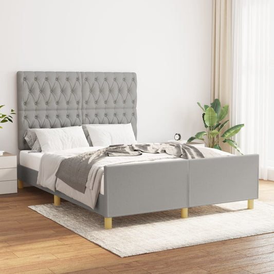 Bed frame with headboard light grey 140x200 cm fabric