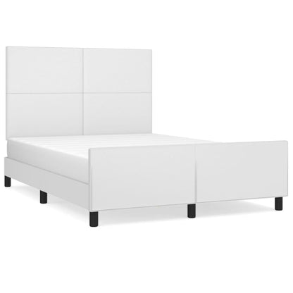 Bed frame with headboard white 140x200 cm artificial leather