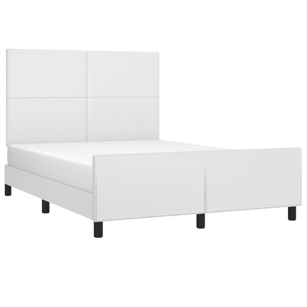 Bed frame with headboard white 140x200 cm artificial leather