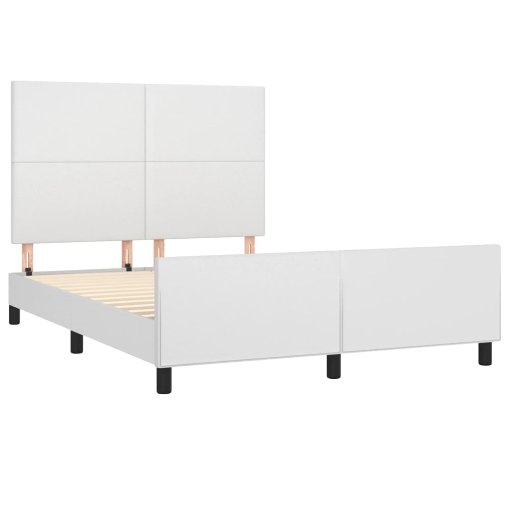 Bed frame with headboard white 140x200 cm artificial leather