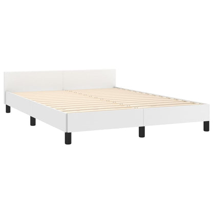 Bed frame with headboard white 140x200 cm artificial leather