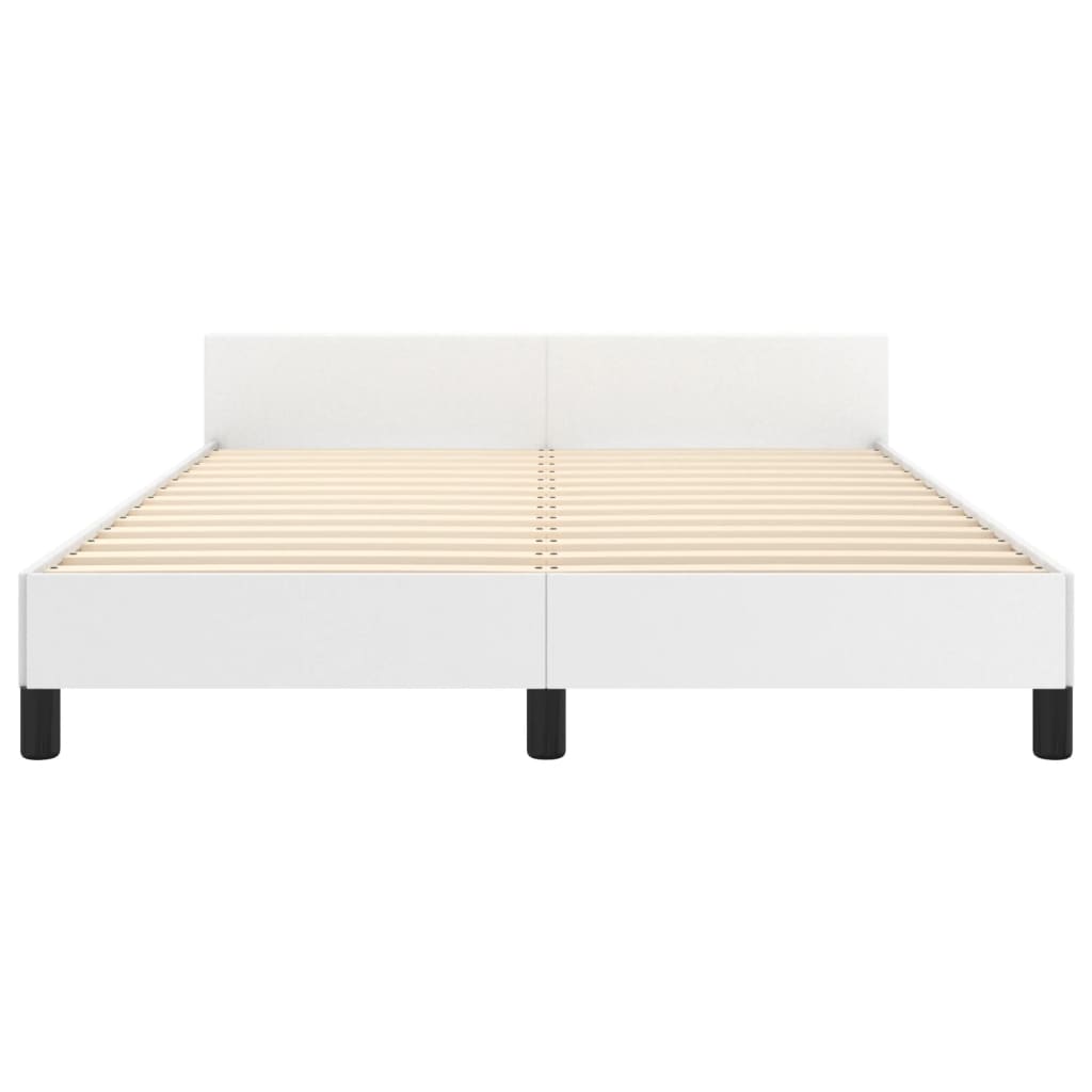 Bed frame with headboard white 140x200 cm artificial leather