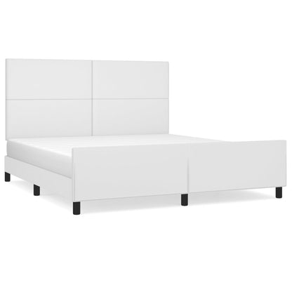 Bed frame with headboard white 160x200 cm artificial leather