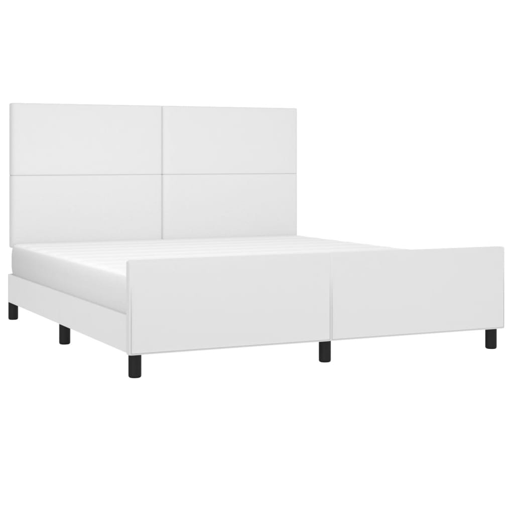 Bed frame with headboard white 160x200 cm artificial leather