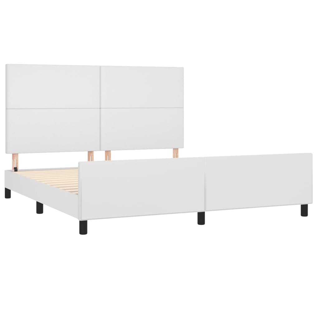 Bed frame with headboard white 160x200 cm artificial leather