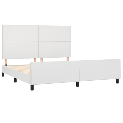 Bed frame with headboard white 160x200 cm artificial leather