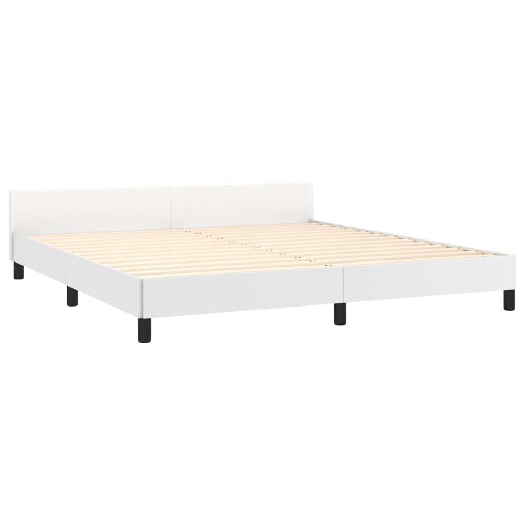 Bed frame with headboard white 160x200 cm artificial leather