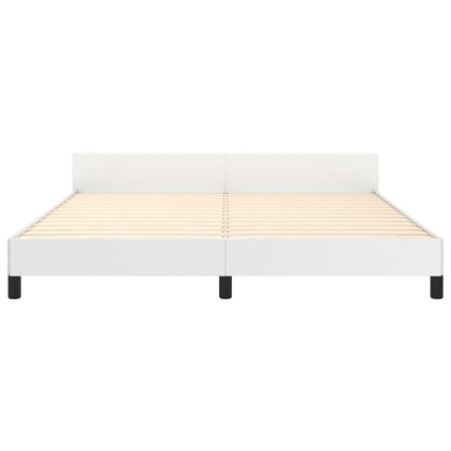 Bed frame with headboard white 160x200 cm artificial leather