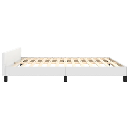 Bed frame with headboard white 160x200 cm artificial leather