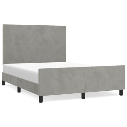 Bed frame with headboard light grey 140x200 cm velvet