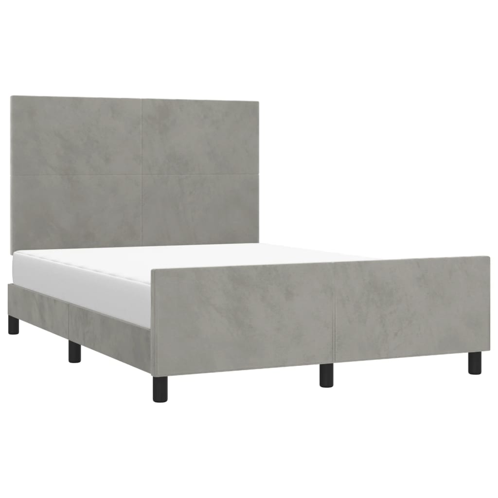 Bed frame with headboard light grey 140x200 cm velvet