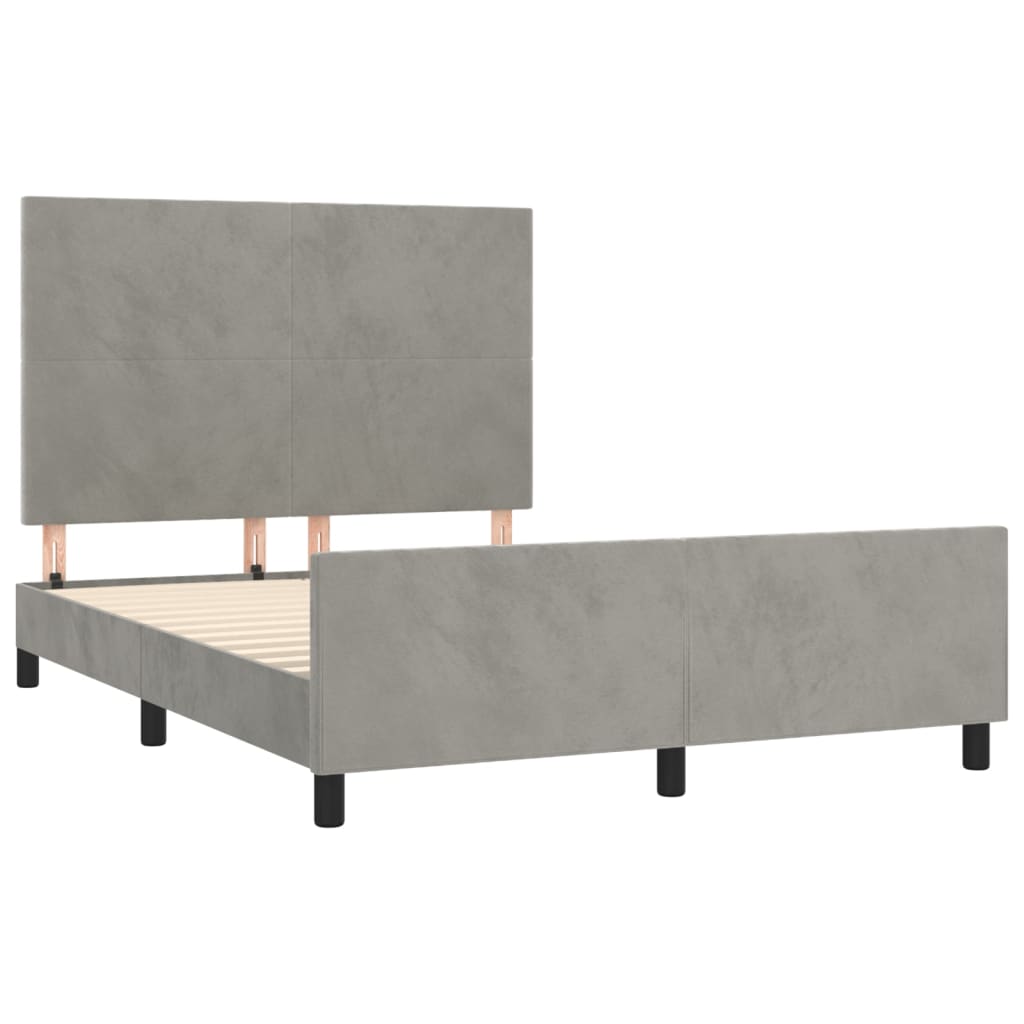 Bed frame with headboard light grey 140x200 cm velvet