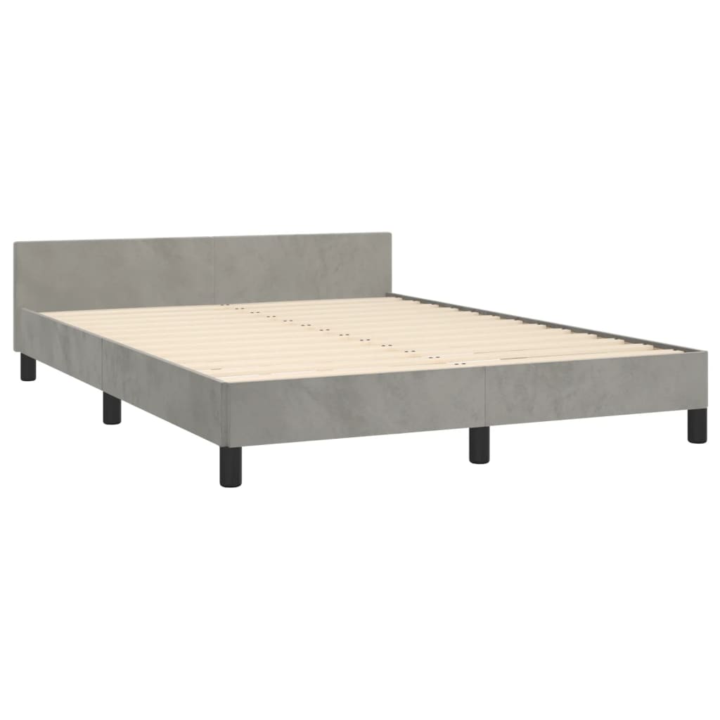 Bed frame with headboard light grey 140x200 cm velvet