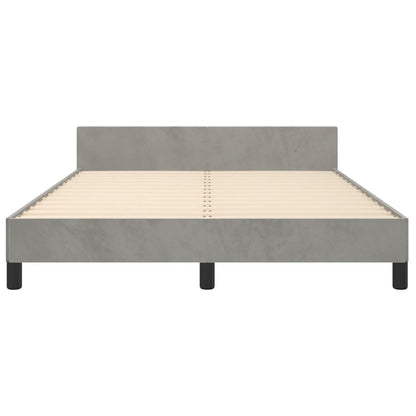 Bed frame with headboard light grey 140x200 cm velvet