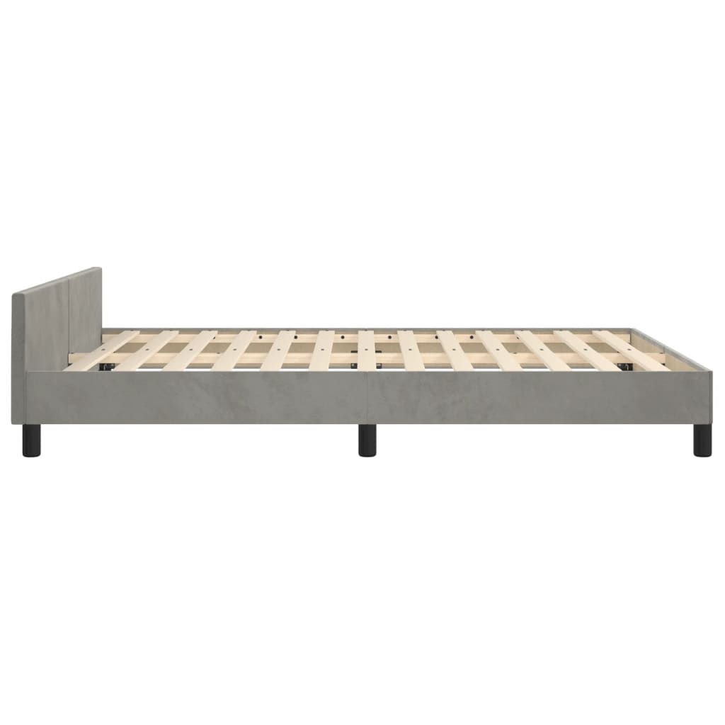 Bed frame with headboard light grey 140x200 cm velvet