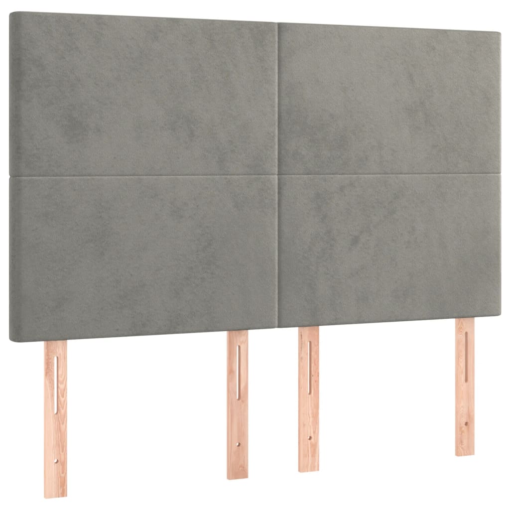 Bed frame with headboard light grey 140x200 cm velvet