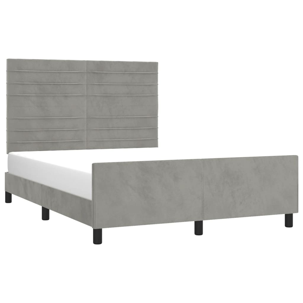 Bed frame with headboard light grey 140x200 cm velvet