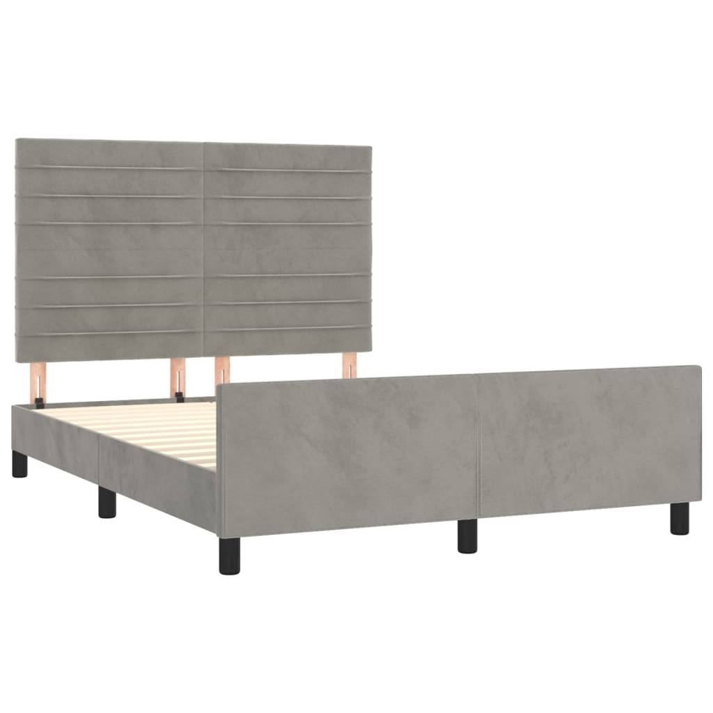 Bed frame with headboard light grey 140x200 cm velvet