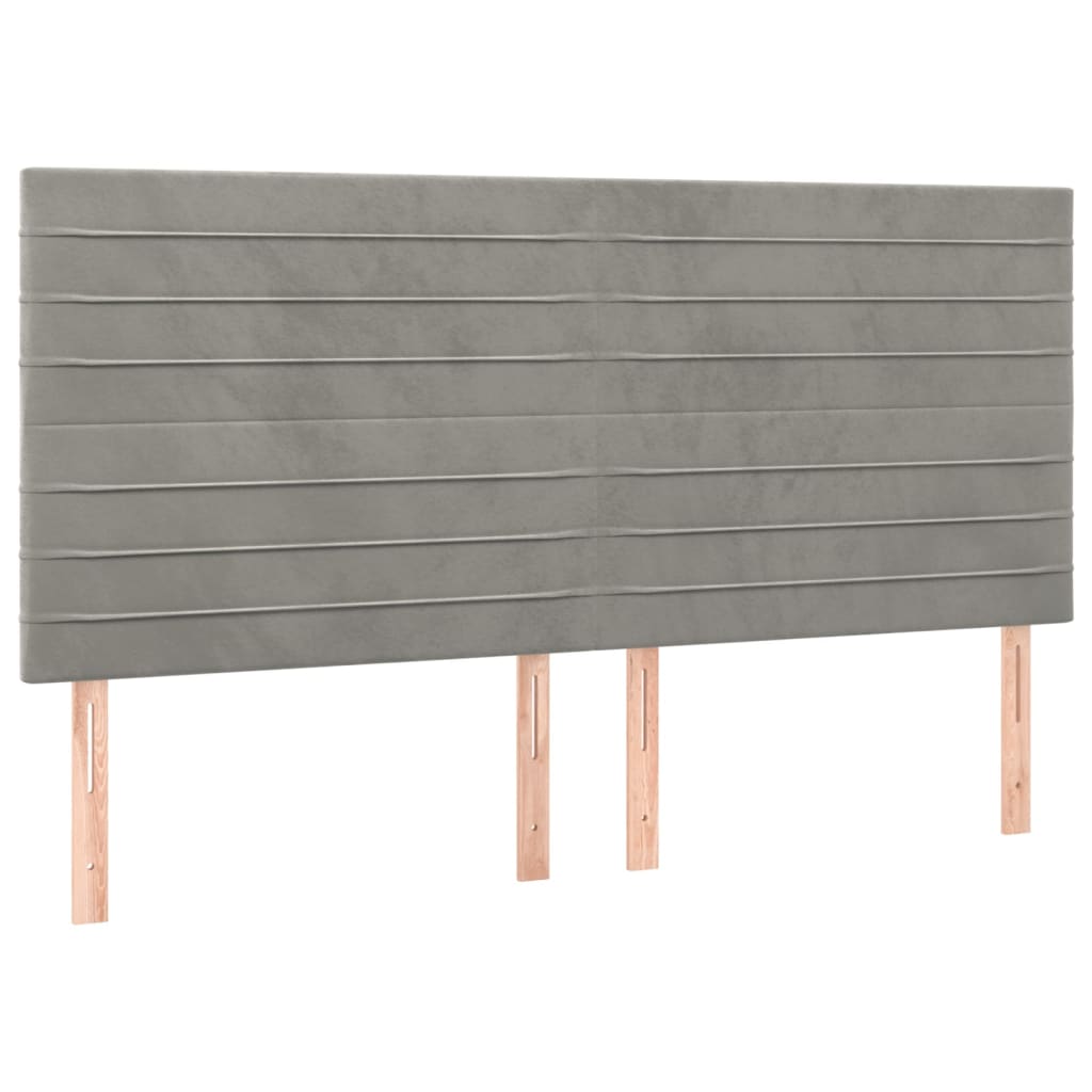 Bed frame with headboard light grey 140x200 cm velvet