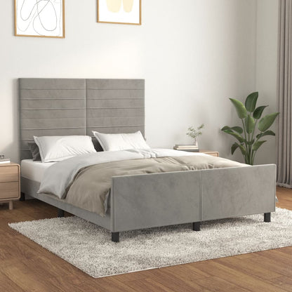 Bed frame with headboard light grey 140x200 cm velvet