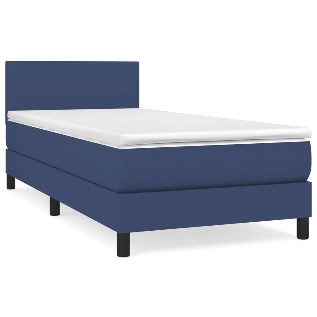 Boxspringbett mit Matratze Blau 90x200 cm Stoff