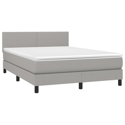 Boxspringbett mit Matratze Hellgrau 140x200 cm Stoff