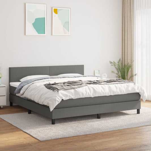 Box spring bed with mattress dark grey 160x200 cm fabric