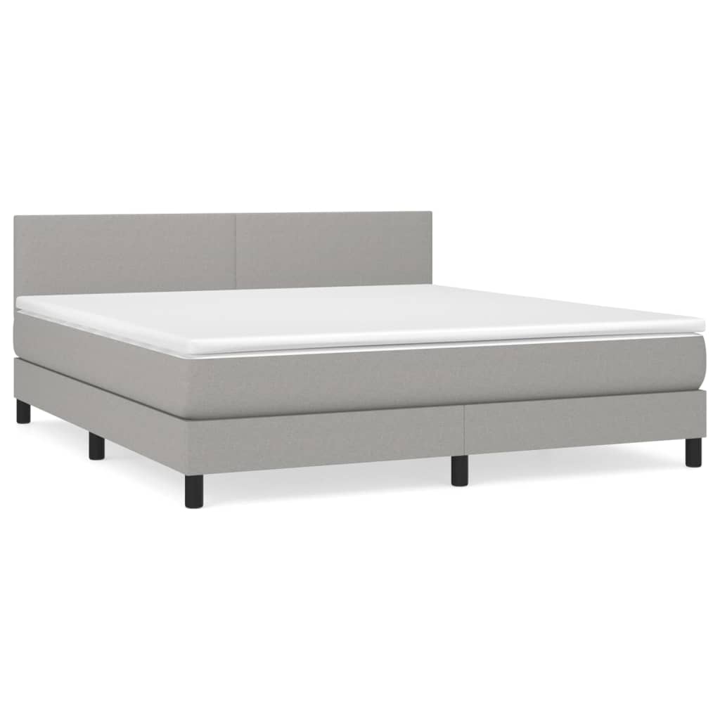 Boxspringbett mit Matratze Hellgrau 180x200 cm Stoff