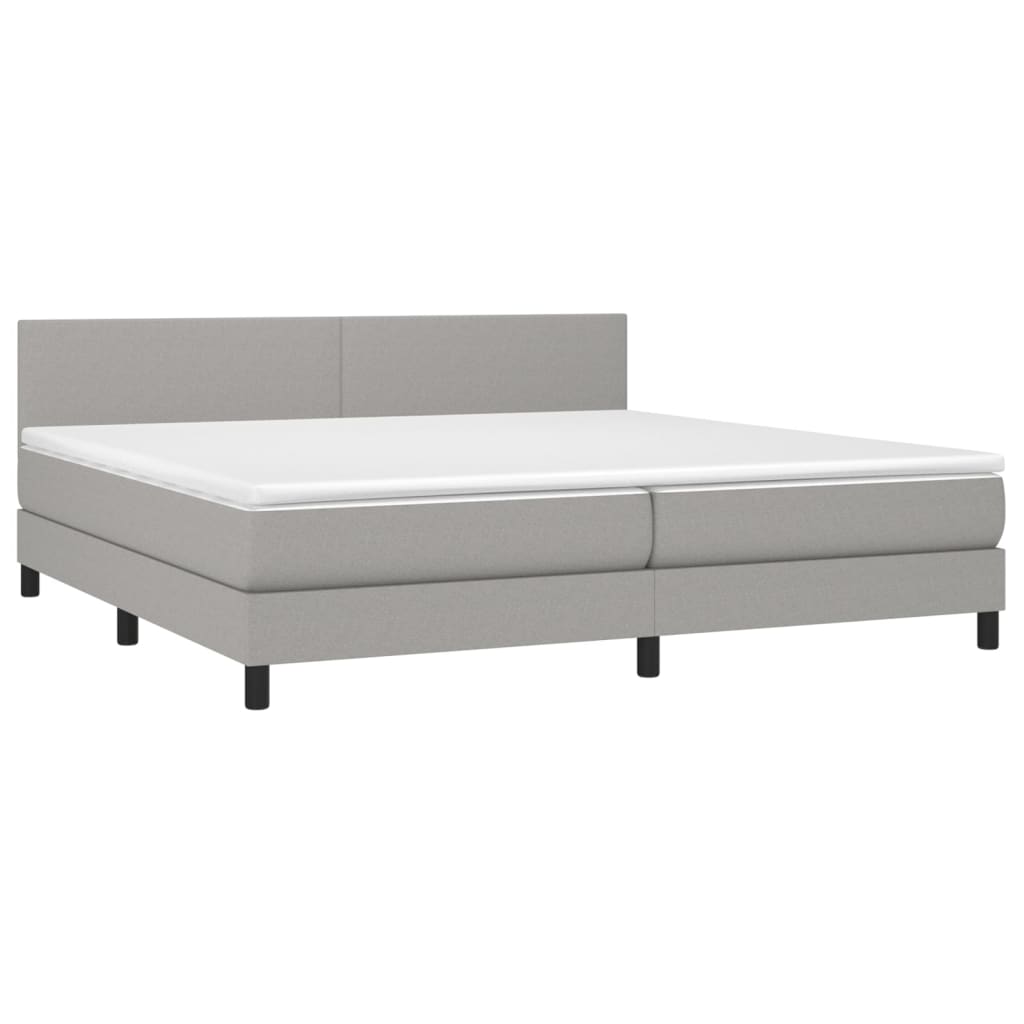 Box spring bed with mattress light grey 200x200 cm fabric