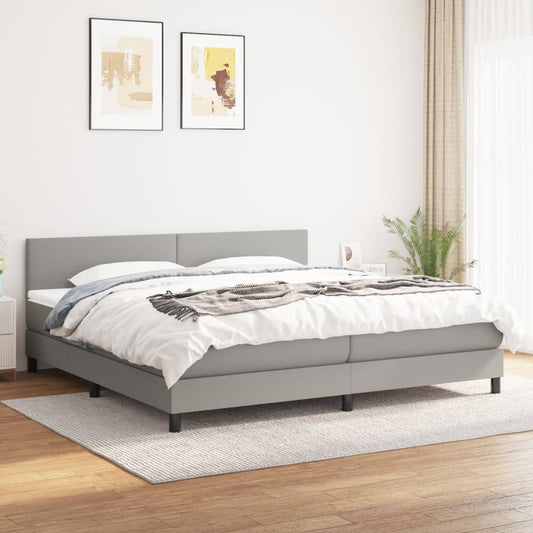 Box spring bed with mattress light grey 200x200 cm fabric