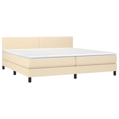 Boxspringbett mit Matratze Creme 200x200 cm Stoff