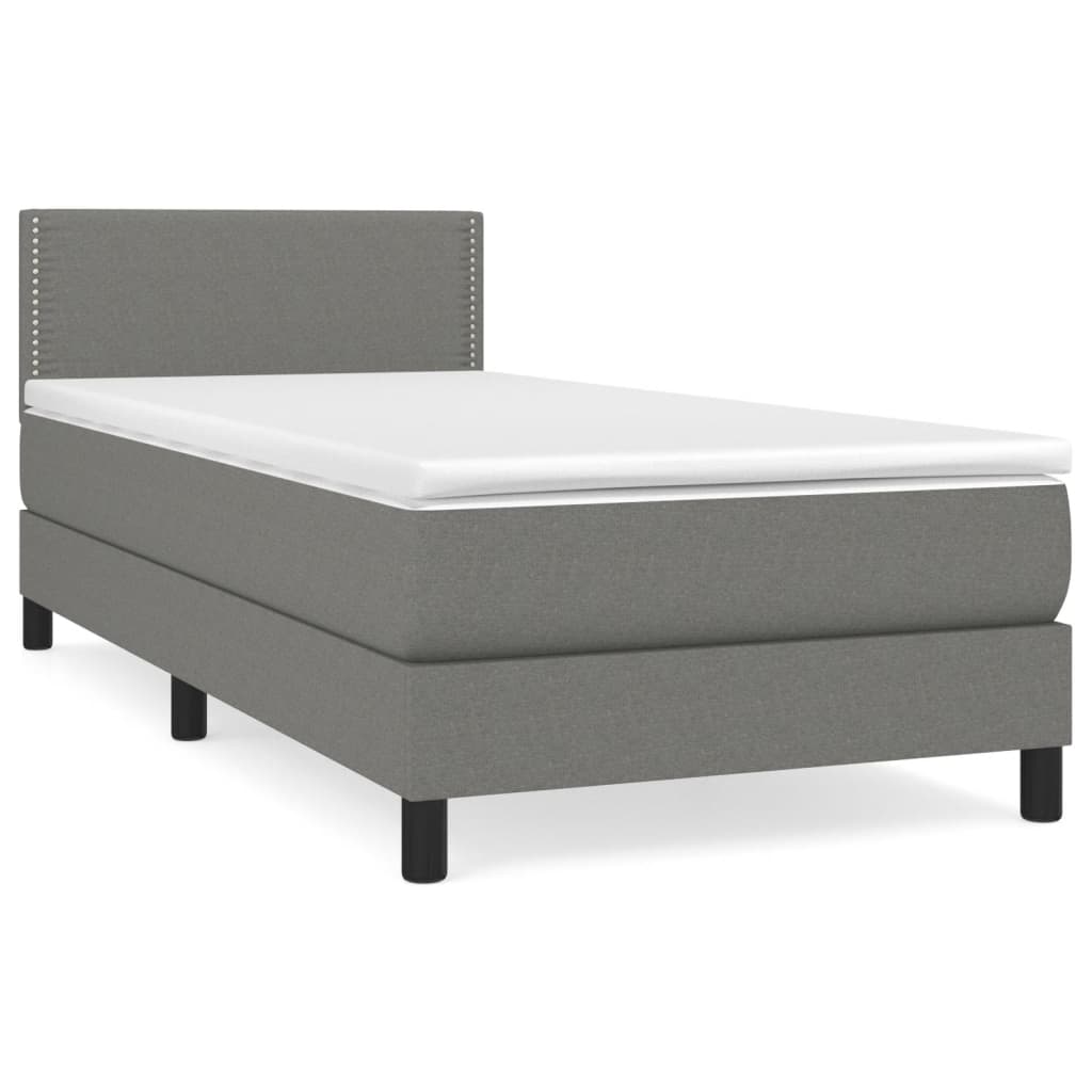 Boxspringbett mit Matratze Dunkelgrau 90x200 cm Stoff